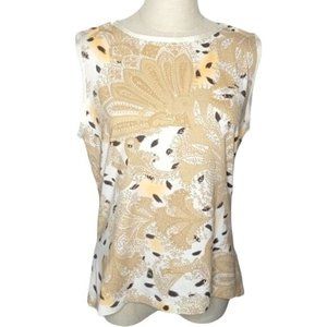 𝅺Escada Paisley Abstract Print Stretch Wide Tank Sleeveless Top 42